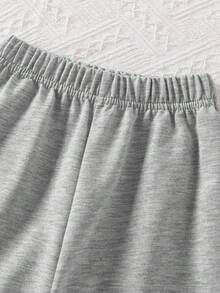 2 pezzi Set: Felpa a maniche lunghe e pantaloni cargo con stampa di lettere, moda minimalista, abbigliamento sportivo, per esterno, outfit da studente, 3-7 anni