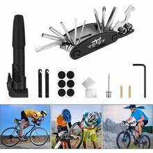 WOTOW Bolsa para Bicicleta con Kit de Herramientas, Bolsa Reflectante Impermeable Portátil con Kit Herramientas Reparación Bomba para Bicicleta Carretera Montaña MTB (16 Pzs, Bolsa deángulo) - Alforjas - Ver 1