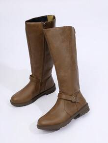 女士新款欧美秋冬季百搭中筒靴骑士靴时尚大码女靴