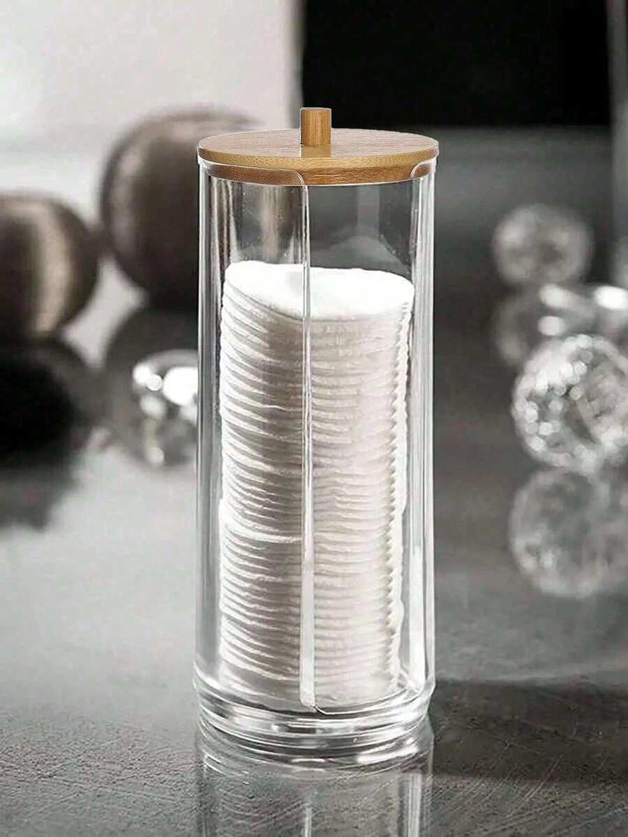 1个棉签收纳盒,卸妆棉分配器,带盖卸妆棉收纳盒,透明化妆品收纳盒,浴室卸妆棉收纳盒,女士礼物,圣诞礼物,女士礼物创意,房间装饰 - 彩色 - 查看 1