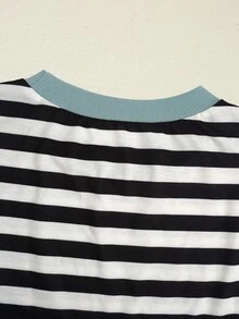 Sudadera casual de mujer a rayas, diseño de cuello redondo, versátil y cómoda, manga larga, primavera/otoño