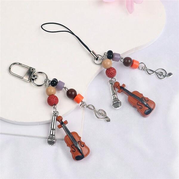 Kreative neue Schlüsselanhänger-Anhänger aus Harz mit Violine-Musikelement als Taschenzubehör