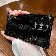 Moon Star Glitter Eclipse Four-Corner Airbag Electroplated Phone Case Suitable For Samsung GALAXY S25 ULTRA S24 Plus S23 Fe , Compatible With  17 AIR 16 Promax 15 Pro Max Case 14,  13 Cases Protective Black Cover For Both Men And Women Gift. - màu đen - Xem 5