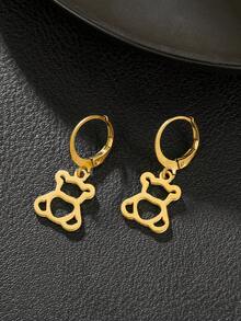 1 Par de Brincos Pingente de Animal em Aço Inoxidável - Borboleta, Libélula, Urso, Elefante, Espinha de Peixe, Cobra, Abelha, Macaco, Peixe - Adequado para Família, Amigos, Uso Diário, Presente