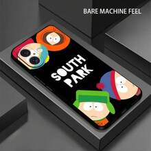 Custodia per telefono con motivo cartoni animati di South Park, compatibile con 17, 16, 15, 14, 13, 12, 11, X, XR, XS, 8 Plus, Mini, Pro e Pro Max, morbida e antiurto, colore nero