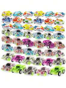 10/20/30 piezas Pequeños coches de juguete de inercia transparentes de doble capa para niños, con forma de avión y vehículo de ingeniería - Multicolor - Ver 3