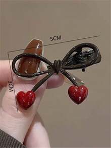 1pc Heart & Bow Hair Clip For Women, Side Bangs Hairpin, Claw Clips, Hair Slide, Hair Barrettes