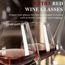 2/4/6pcs Luxury Crystal Red Wine Glass Set, 15oz Large Clear Burgundy, Smooth Rim, Lead-Free, Reusable, Hand Wash Only, Ideal For Travel, Bar, Home, Gifts