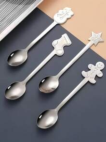 1 Piece/Set, Personalized Custom Christmas Spoon, Laser Engraved Custom Text, Suitable For Christmas Gifts, Family Gatherings, Birthday Gifts, Classmates, Best Friends, Boy/Girlfriend Holiday Gifts, Can Be Used For Stirring, Coffee, Soup, And Other Multifunctional Christmas Spoon.