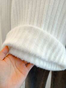 Suéter holgado de punto con aberturas laterales, adecuado para vacaciones, oficina, hogar, uso diario, otoño/invierno