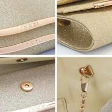 Elegante Borsa da Sera da Donna di Alta Gamma, Clutch da Sera Scintillante, Decorazione con Doppie Strisce Metalliche, Adatta per Balli, Feste e Grandi Banchetti