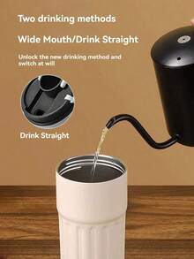 This Stainless Steel Insulated Coffee Cup Features A Portable Leak-Proof Design, Providing Excellent Heat Retention And Cooling Performance. It Is Suitable For Sports And Fitness, Office Use, Outdoor Travel, Home Use, And In-Car Beverages. It Is An Ideal Choice For Office Workers, Students, And Holiday Gifts. It Is Especially Suitable As A Christmas Gift, Couples' Water Cup, Or Everyday Practical Accessory. - White Black - View 3