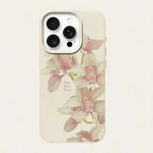 1pc TPU Material Elegant Pink Orchid Pattern Shockproof Phone Case Compatible With Iphone/ Smartphones - Kiểu 9 (1 chiếc) - Xem 2
