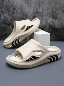 Sandalias de hombre con cojín de nube - Chanclas con suela gruesa amortiguadora de golpes, sandalias antideslizantes Y Khaki Blanco