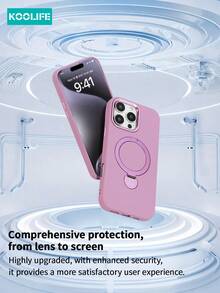 Koolife 360°旋转支架手机壳，防震气垫全包保护，液态防滑PC+TPU材质，独立按键，兼容 17 Pro Max/17/17 Pro/17 Air/15/15 Plus/15 Pro/15 Pro Max/16/16 Plus/16 Pro/16 Pro Max/16e - 紫色 - 查看 4