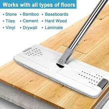 1 Set, Comes With 6 Replaceable Microfiber Pads, Household Mop And Bucket Set, Hands-Free Mop, Flexible Rotating Flat Mop, Wet And Dry Cleaning, Bucket Scraping, Easy Cleaning, Cleaning Supplies, Cleaning Tools - 白灰 - 查看 8