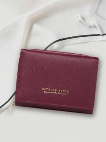 BATSIOE Toothpick Texture Fashion Letter Print Women's Wallet Exquisite Compact Multi-Card Slots Luxury Short Wallet Classic Zipper Design Coin Purse Card Holder Small Square Bag For Women Wallet Mini Wallet Purse Wallet Small Wallet Cute Wallet