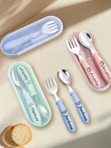 2pcs Personalized Cutlery Set, Custom Spoon- Custom Name Engraved Spoon Fork Set - Stainless Steel Cutlery Set, Stainless Steel Table Forks, For Mother's Day, For Birthdays, For Children's Day, For Father's Day, For Graduation, For Weddings, For Housewarming Dining Room, Kitchen, Office, School - 多色 - 查看 6