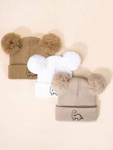 3 Stück/1 Stück Plüsch Dinosaurier bestickte Strickbeanie, Ski warme Baby Jungen Mädchen Unisex Mützen, Y2K Stil Outdoor kältebeständige Strickmütze, vielseitige lässige Winter Warme Beanies, geeignet für den täglichen Gebrauch und als Kostüm - Strickmütze - Übersicht 12