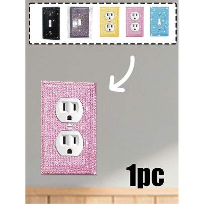 1pc Switch Diamond Panel Sticker, High-Color Shiny Light Switch Cover, Switch Panel Sticker, Light Switch Cover, Decorative Socket Cover, Socket Cover, Single-Gang Toggle Light Switch Cover, Decorative And Durable Switch Cover, Shiny Rhinestone Wall Plate