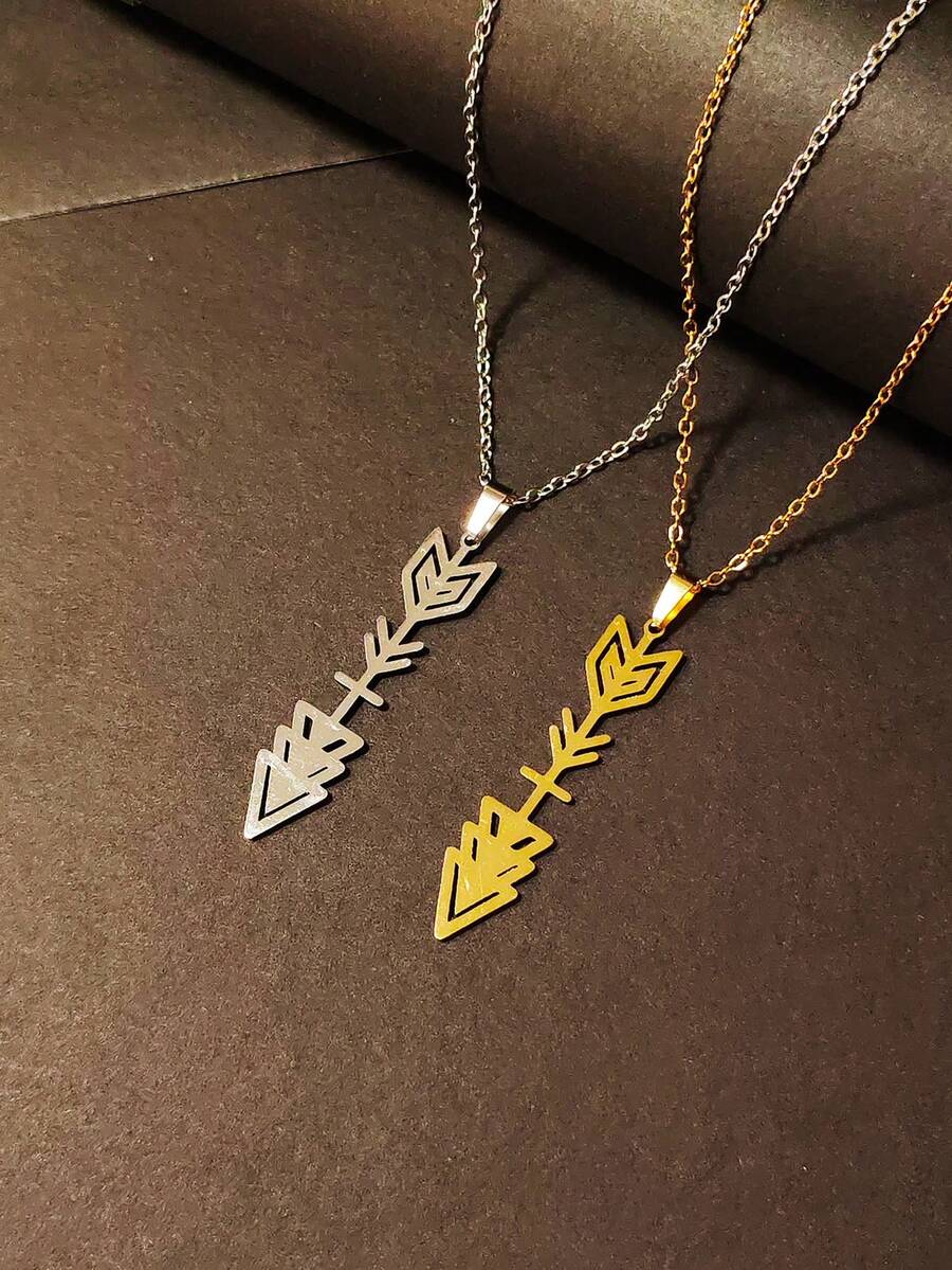 1pc Fashionable Stainless Steel Arrow Pendant Necklace, Arrow Symbol Pendant Necklace, Gift For Friends & Lovers, Suitable For Daily Wear