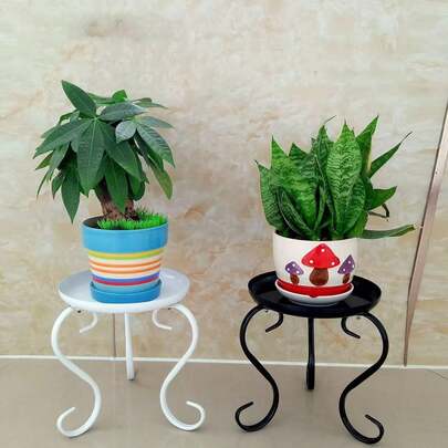 1pc Contemporary Metal Plant Stand - Indoor/Outdoor Flower Pot Holder Display Rack, Freestanding Movable Corner Shelf For Living Room, Balcony, Garden, Patio - No Electricity Required