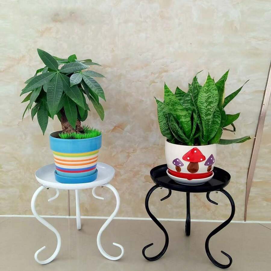 1个现代金属植物架 - 室内/室外花盆架展示架,独立式可移动转角架,适用于客厅、阳台、花园、露台 - 无需用电 - 彩色 - 查看 1