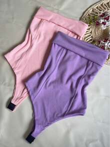 Kit Two (2) Women's Strapless Bodysuits Versatile Elegant Comfortable Spring Summer - Baby Pink and Lavender - View 2