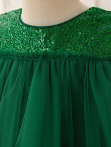 Vestito da bambina senza maniche con paillettes e tulle, abito elegante da damigella d'onore per bambini per occasioni festive e spettacoli serali