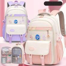 Mochila Escolar Impermeable con Separadores para Libros y Accesorios - Rosa - Ver 8