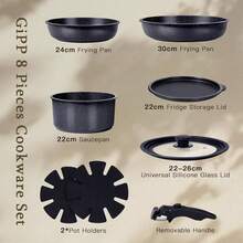 GiPP Pot Set With Removable Handle, 8/15/21-Piece Pan Set With Ceramic Non-Stick Coating,Detachable Handle, With Frying Pans, Saucepans Induction Cooking Pot Set, For All Types Of Cookers - Dark Grey - View 13