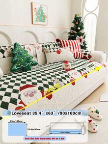 1pc Christmas Style Red & White Checkered Chenille Throw Pillow Cover, Santa Claus Pattern Design, Christmas Decor, Room Decor, Home Decor, Non-Slip, Pet Friendly, All Season, Suitable For Bedroom, Living Room, Office, Home Sofa Decoration - Multicolor - View 17