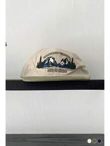 Vintage British Embroidered Letter Casual Versatile Flat Top Baseball Cap, Unisex Small Face Brimmed Hat - Multicolor - View 7