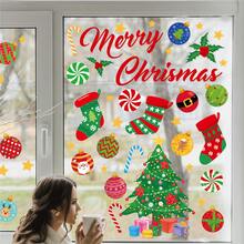 Christmas Tree, Candy, Gift Wall Stickers, Self-Adhesive Holiday Party Room Wall Decor, Reversible Transparent Window Stickers For Shops, Malls, Displays