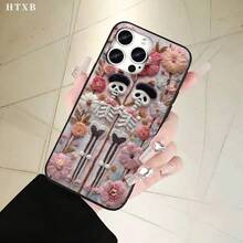Fundas y fundas protectoras de imitación para teléfono con orificios grandes para teléfono con un patrón de gemelos de esqueleto bordado, compatibles con las series 17, 16 Pro, 16, 15 Pro, 14, 14 Plus, 14 Pro, 13, 13 Pro, 12 Pro y 11/11 Pro. Estos hacen E - Blanco - Ver 5