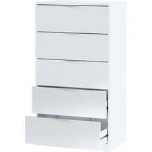 Habitdesign Comoda 5 Cajones, 110x60x40 (AltoxAnchoxFondo-en cm), Sinfonier Color Blanco Artik, Modelo Alaya