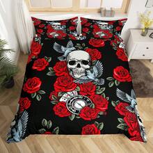 Halloween Duvet Cover Sets Bedding Set Single Size - 135x200cm Halloween  Skull Super Soft Luxury Anti Allergic Duvet Set, Easy Care And Breathable Microfiber Covers With 2 Pillowcase