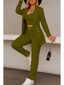 Women Suit Sets - 軍綠色 - 查看 2