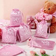 10/20 piezas Bolsas de regalo de satén con cordón "Es un niño", decoraciones unisex para baby shower, suministros para fiestas, regalos para invitados de baby shower, revelación de género, favores de fiesta de baby shower, mamá de niño, embarazo, despedida de soltera, 1er cumpleaños, primer cumpleaños, artículos esenciales para bebé, rosa, anuncio de bebé, anuncio de embarazo - Multicolor - Ver 9