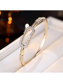 Niche Design Cubic Zirconia Inlaid Bracelet, Minimalist High-End Versatile Accessory For Women (Excluding Box)