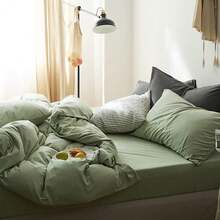 Bed Linen 135 X 200 Cm 2-Piece Sage Green 1 Duvet Cover 135 X 200 Cm + 1 Pillowcase 80 X 80 Cm Oeko-Tex Green Microfibre Duvet Cover Bedding Sets With Zip - Light Green - View 8