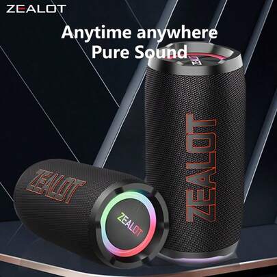 ZEALOT Zealot-S76 Altoparlante portatile senza fili impermeabile IPX6 con subwoofer potente da 50W e illuminazione dinamica RGB a 360°| Batteria portatile ultra da 8000mAh | senza fili 5.3 TWS PartySync | Stereo Hi-Fi 20Hz-20KHz ≥90dB SNR <1% THD | Pronto per l'avventura per campeggio, escursioni, feste in spiaggia e gite in auto