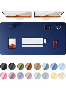 Tapete de couro para mesa de escritório, tapete de escritório, mouse pad grande, papel mata-borrão de couro sintético antiderrapante, tapete de mesa para laptop, bloco de notas à prova d'água para escritório e casa, volta às aulas