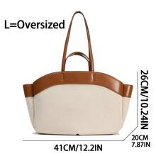 Túi Tote Canvas Dung Tích Lớn Mới Về Cho Nữ, Túi Mua Sắm Thời Trang, Túi Xách Nữ Công Sở Thường Ngày Hoàn Hảo Cho Công Việc Văn Phòng Và Công Sở - màu nâu - Xem 6