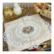 1入復古蕾絲餐墊，法式復古優雅蕾絲小巾，手工刺繡桌墊適用於家庭餐桌裝飾宴會裝扮
