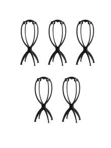 10/5/3件套假发支架，适用于14.2英寸假发，便携式旅行假发晾干架（黑色）