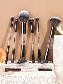 MAANGE 7Pcs/8Pcs Professional Facial Double-Ended Makeup Brush Set ,Comes With Makeup Bag,Bevel&Taper Foundation Brush Contour Brush Blush Brush Powder Brush Eyeshadow Brush Concealer Brush Highlight Brush Smudge Brush,Makeup Tools With Soft Fiber For Easy To Carrying,Set For Travel,Gift For Women&Girls