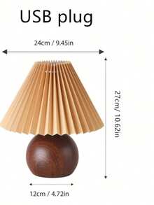 1pc Small Pleated Desk Lamp, Modern Bedside Table Lamp With Coffee-Colored Lampshade, Cute Lamp Suitable For Bedroom, Living Room, Home Office Decor - Various - View 3