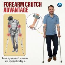 Forearm CrutchesYouth 4 2 To 5 2 PushButton Height Adjustment For Arms And Legs Comfortable Hand Grips 300 Lb. Weight Capacity 1 Pair - 青年 - 查看 4