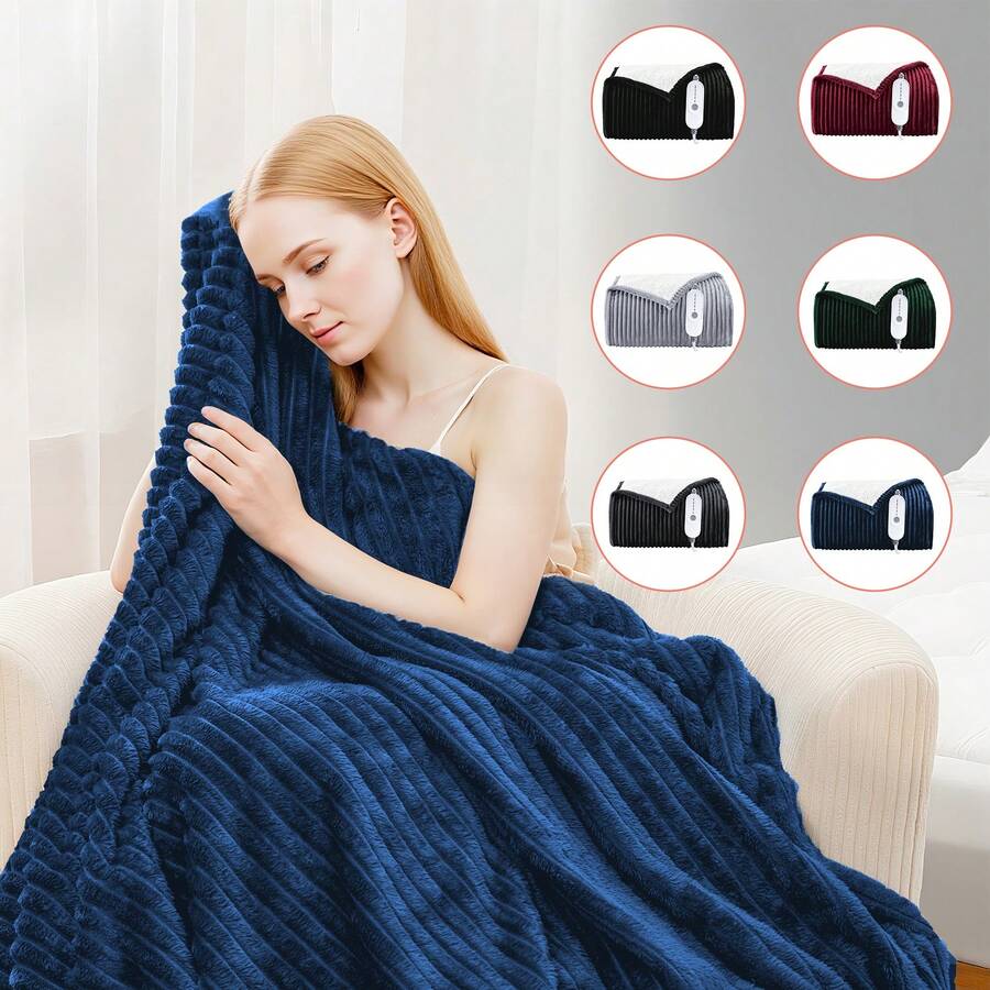 Heated Blanket Electric Soft Flannel Sherpa Heater 5 Heat Settings And 10 Hours Auto Shut-Off Heating Blanket Over-Heat Protection Machine Washable
